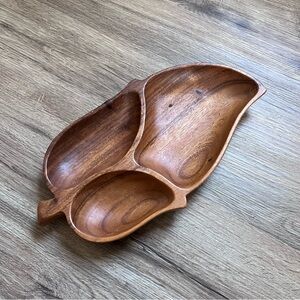 LEILANI Vtg Monkey-Pod Wood Leaf Shape
